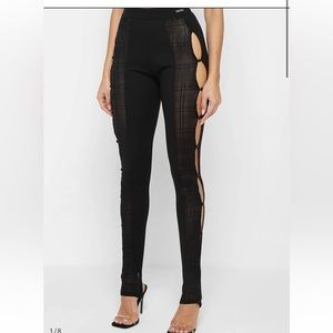 Black Bandage & Mesh Cut Out Leggings